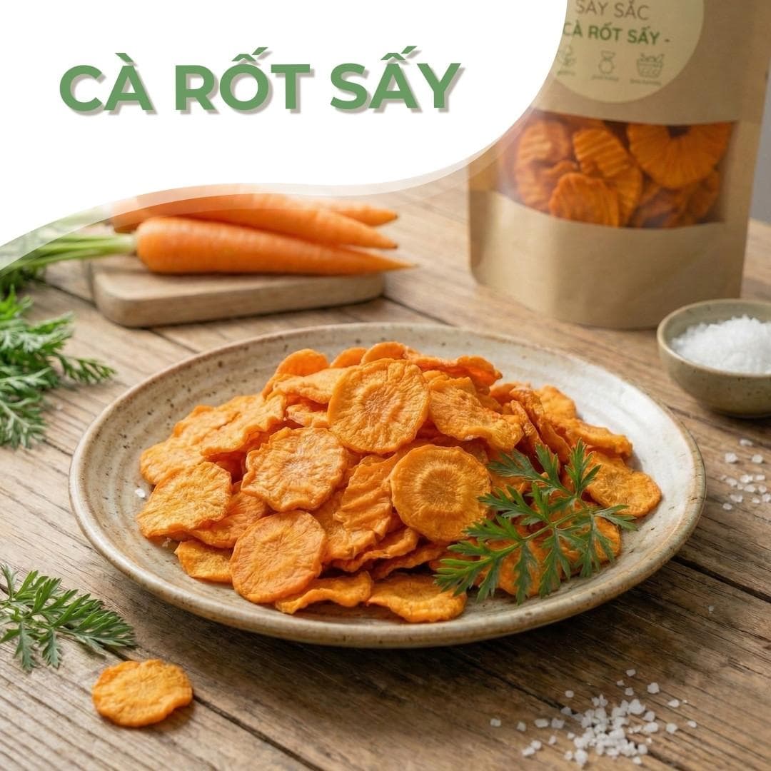 Combo Đậu Và Cà Rốt Sấy Giòn Sây Sắc Ngon Tự Nhiên 100% Việt Nam 500g - Additional View