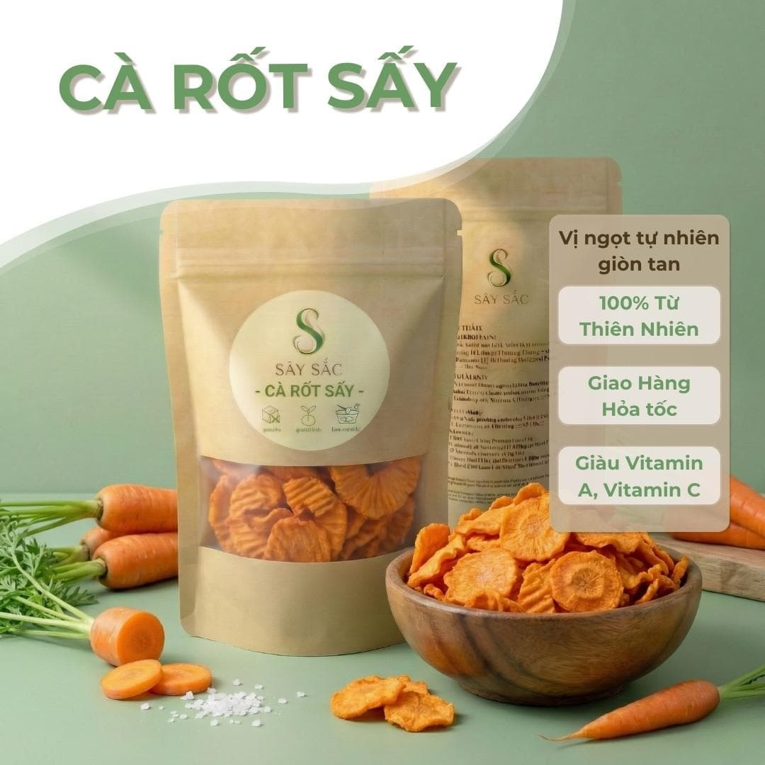 Cà Rốt Đà Lạt Sấy Nguyên Chất Sây Sắc Ngon Tự Nhiên 100% Việt Nam 250-500g - Trái cây sấy SAYSAC