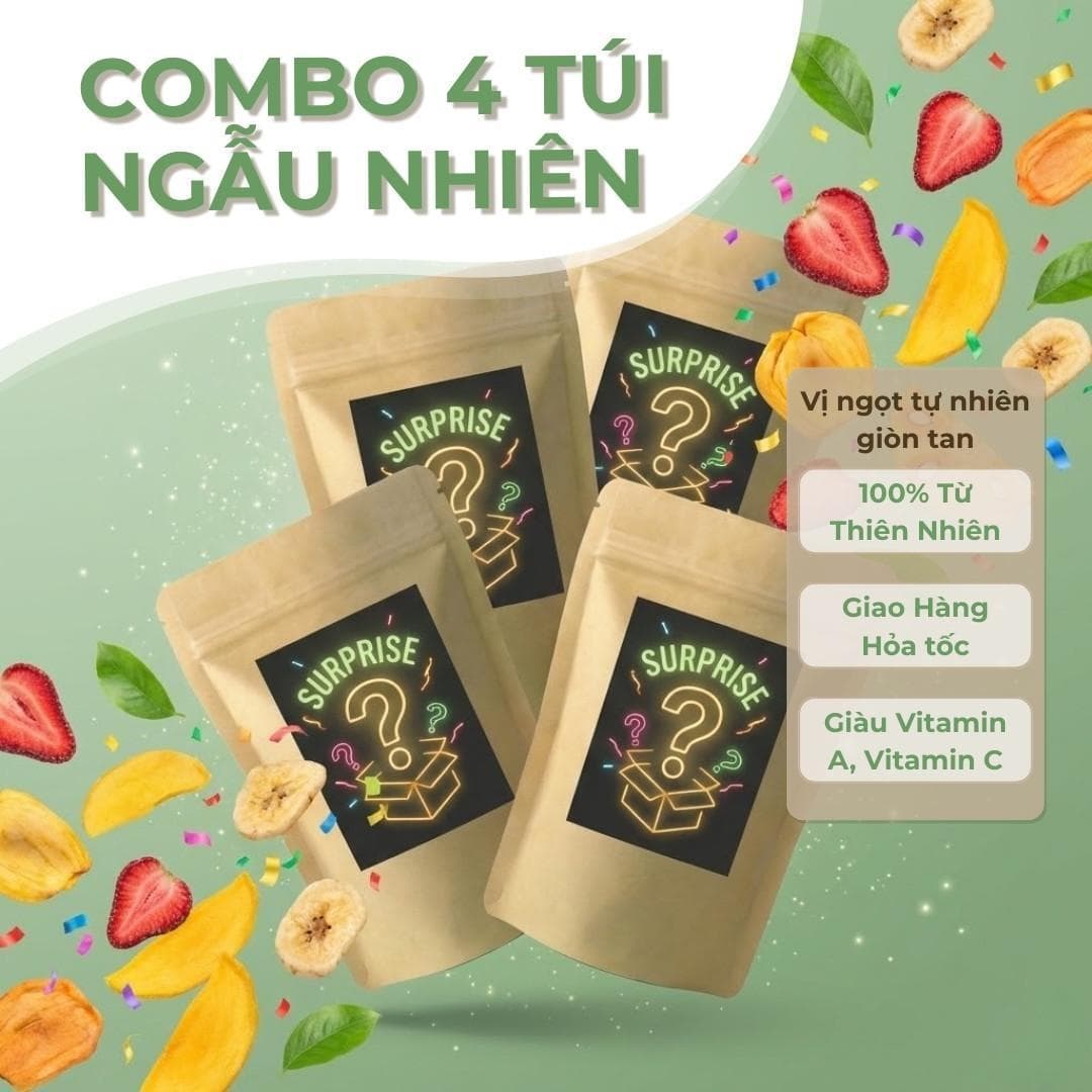Combo 4 Túi Trái Cây Sấy Ngẫu Nhiên Sây Sắc Ngon Tự Nhiên 100% Việt Nam 4 túi 250g - Trái cây sấy SAYSAC