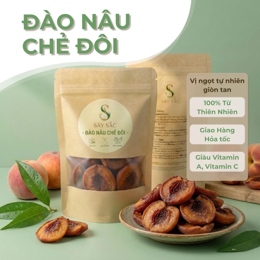 Đào Nâu Che Đôi Sấy Dẻo Sây Sắc Ngon Tự Nhiên 100% Việt Nam 250-500g - Trái cây sấy SAYSAC