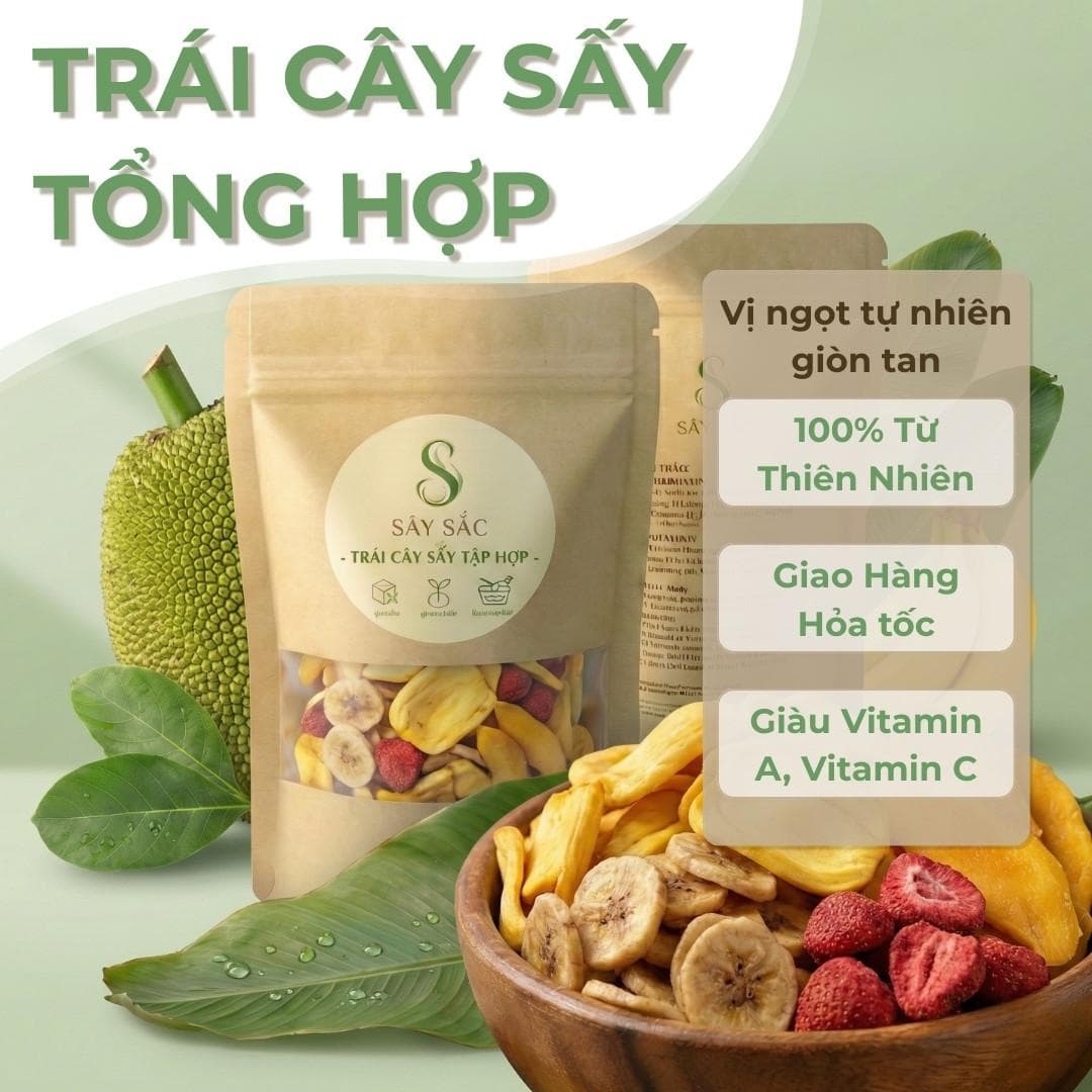 TRÁI CÂY SẤY TỔNG HỢP – NGON KHÓ CƯỠNG! Sây Sắc Ngon Tự Nhiên 100% Việt Nam 250-500g 🍍🍌🥭 - Trái cây sấy SAYSAC